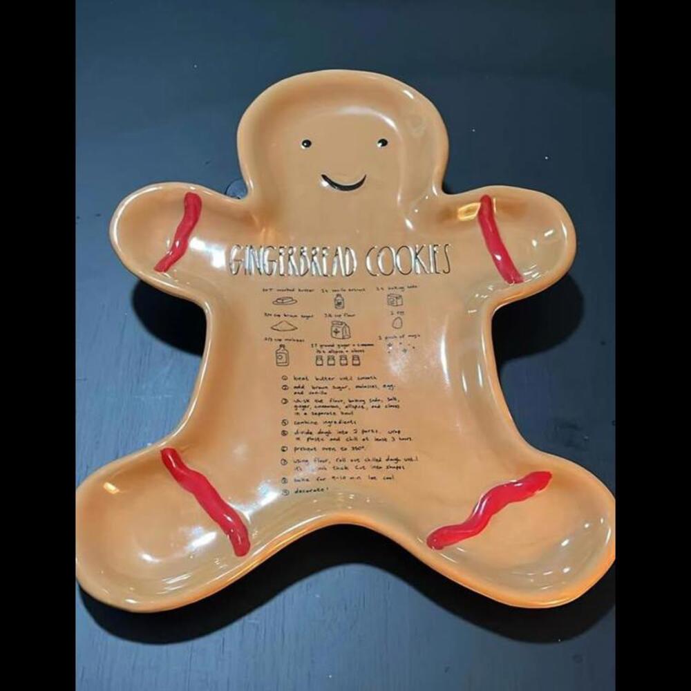 Rae Dunn Gingerbread Cookies Platter w/ Cookie Recipe NEW